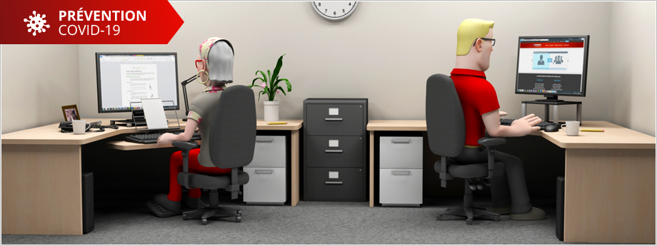 Bannière pour la formation en ligne sur Ergonomie de bureau et télétravail (version anglaise)